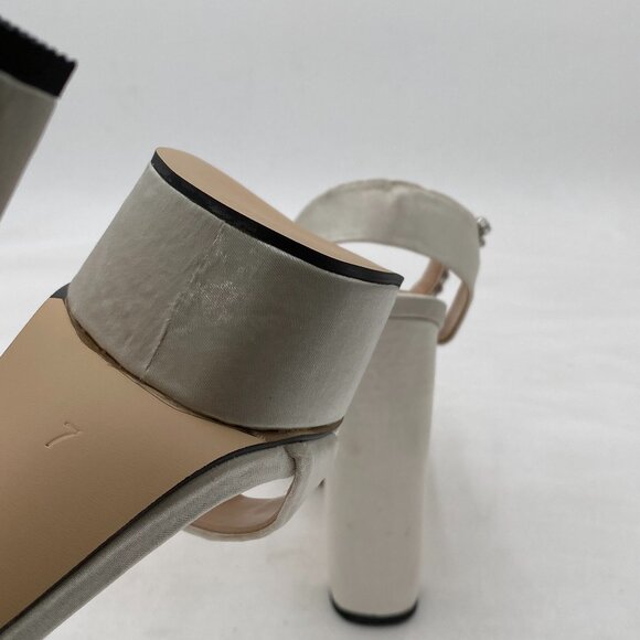 XYD Ivory Sexy Open Toe Strappy Platform Sandal Rhinestone High Chunky Heel Shoe - Picture 6 of 8